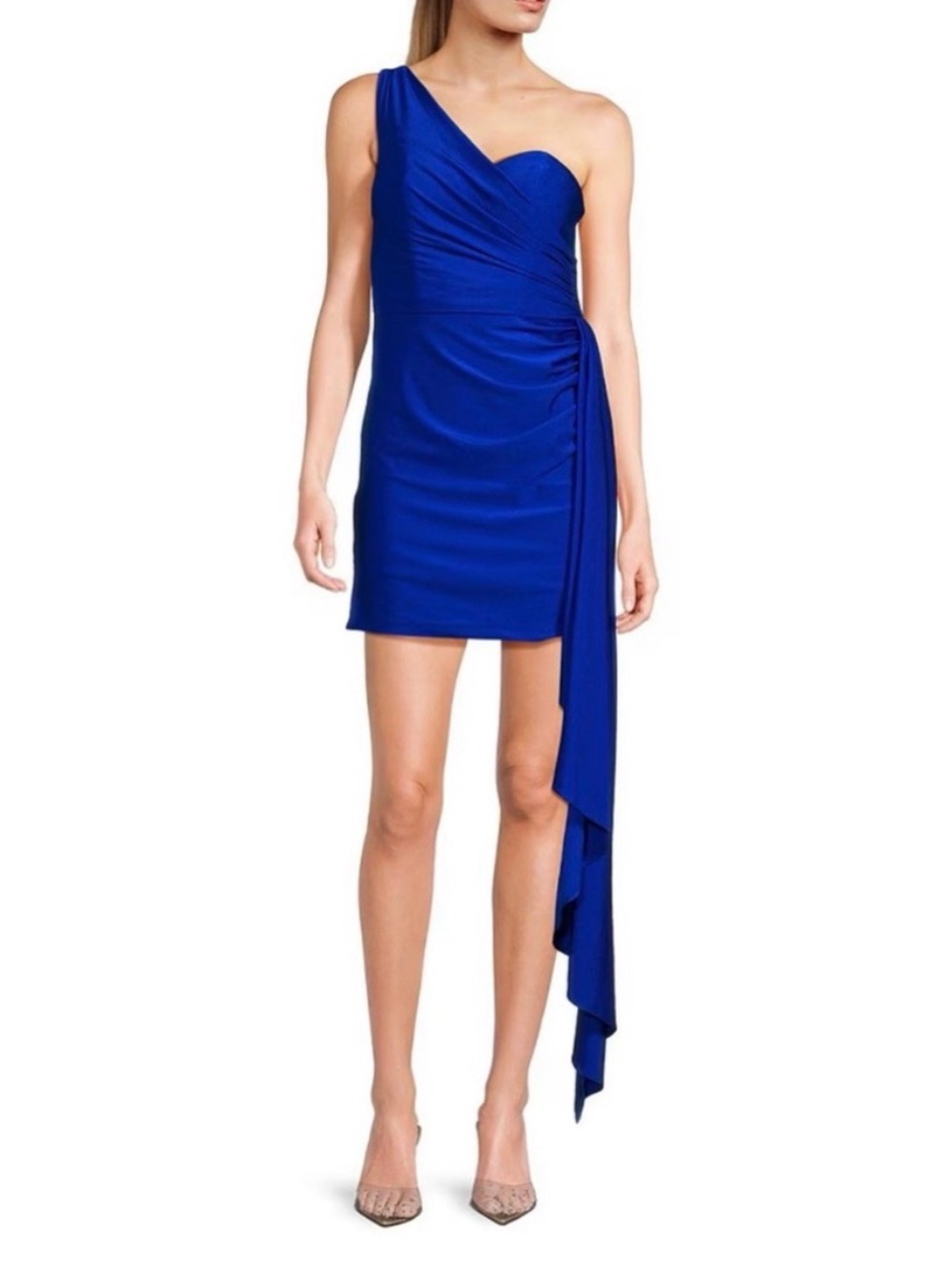 Gianni Bini GB Social One-Shoulder Cocktail Dress with Draped Sash Size 5